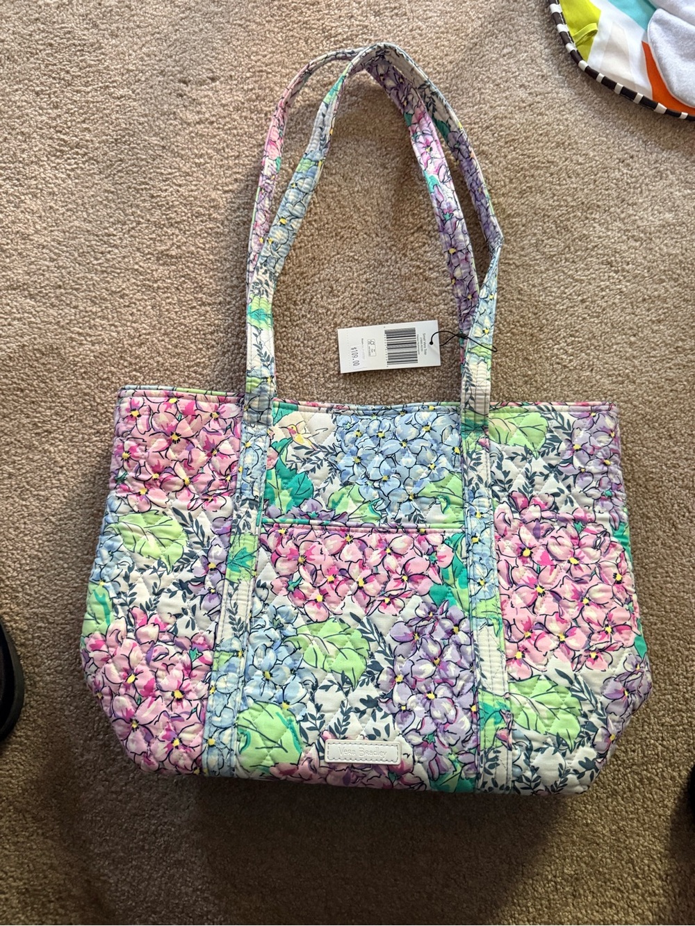 Vera Bradley Quilted Floral Tote in Pastel Pink Blue Green